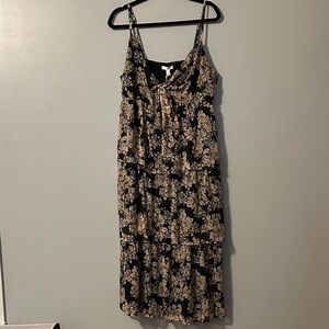 LC Lauren Conrad Black and Cream Floral midi Dress